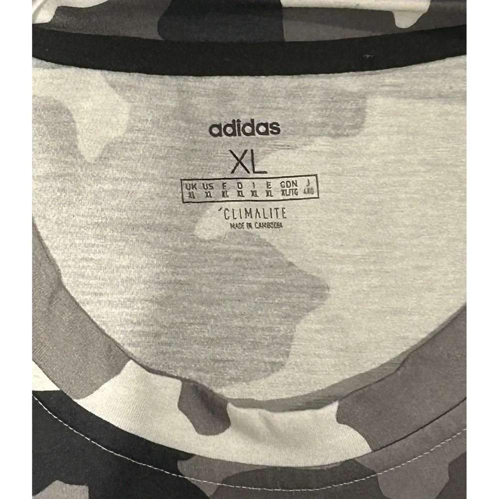 Adidas Climalite Shirt Men's Sz XL Black/White/Gray Camo Short Sleeve Crew Neck